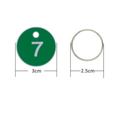 Étiquettes en plastique pour numéro d'identification (vert, 1-50)
