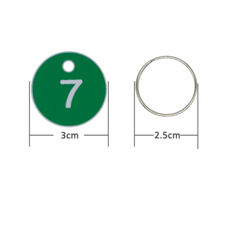 Étiquettes en plastique pour numéro d'identification (vert, 1-50)