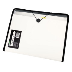 D.RECT Set porte-documents avec porte-documents extensible et portable, porte-documents, élastique rond avec bouton de fermeture