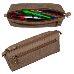 STILORD Alexis Trousse pour Femme en Cuir aux Motifs Fleuris Trousse de Maquillage Pochette Étui pour Crayons Cuir Véritable Vin
