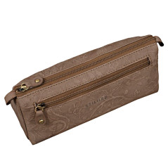 STILORD Alexis Trousse pour Femme en Cuir aux Motifs Fleuris Trousse de Maquillage Pochette Étui pour Crayons Cuir Véritable Vin