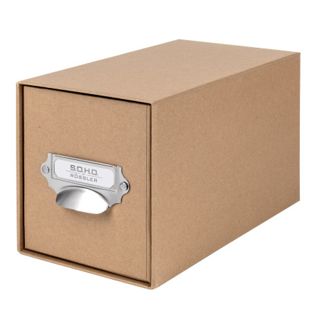Rössler Papier 1327452620 - S.O.H.O. Boîte de rangement pour CD, avec étiquette inscriptible et poignée, Kraft, 1 pièce