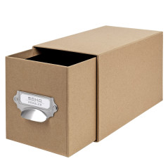 Rössler Papier 1327452620 - S.O.H.O. Boîte de rangement pour CD, avec étiquette inscriptible et poignée, Kraft, 1 pièce