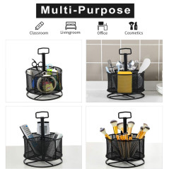 Marbrasse Organiseur de Bureau en Maille, Porte-Stylo Multifonction Rotatif à 360 Degrés, Organiseur Stationnaire 4 Compartiment