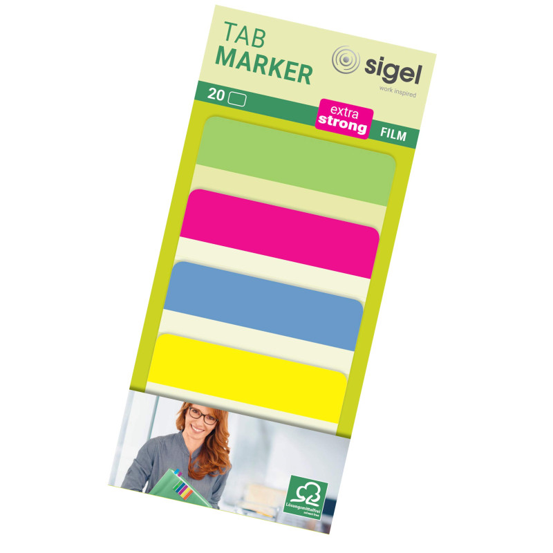 SIGEL Hn204 Marque-Pages Rigides "Tab Marker" en Film Transparent, 20 Feuilles de 3,8 X 5 cm, 4 Couleurs SIGEL Hn204 Marque-Pages Rigides "Tab Marker" en Film Transparent, 20 Feuilles de 3,8 X 5 cm, 4 Couleurs