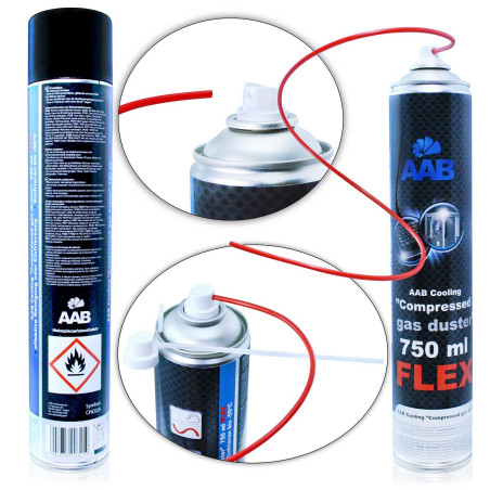 AABCOOLING Compressed Gas Duster FLEX 750ml - 2 Pièces - Air Comprimé Avec un Tube Flexible, Bombe Air Sec, Air Comprimé Nettoya