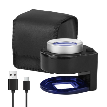 Loupe de Poche Compte Fil 10x 30x Loupe avec échelle de lumière LED loupe Compte Fil