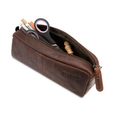 LEABAGS Étui à Crayons en Cuir | Grand étui à stylos en Cuir véritable | Trousse à Crayons pour Le Travail, l'université et l'éc