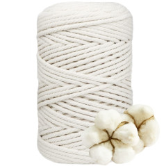 DXRPO Corde Macramé 5mm x 100m, Macrame Corde de 4-Ply Naturel Coton, pour Rideau Macramé, Bricolage Decoration Murale, Décorati
