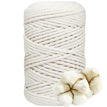 DXRPO Corde Macramé 5mm x 100m, Macrame Corde de 4-Ply Naturel Coton, pour Rideau Macramé, Bricolage Decoration Murale, Décorati