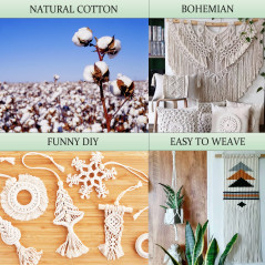 DXRPO Corde Macramé 5mm x 100m, Macrame Corde de 4-Ply Naturel Coton, pour Rideau Macramé, Bricolage Decoration Murale, Décorati