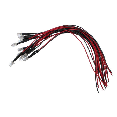 Lumonic 10x LED super claires avec résistance pour applications 5V - LEDs haute puissance avec câble de connexion à souder pour