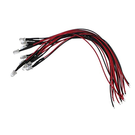 Lumonic 10x LED super claires avec résistance pour applications 5V - LEDs haute puissance avec câble de connexion à souder pour