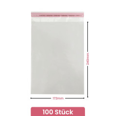 Netuno 100 sachets plats en PP 17,2 x 24 cm sachets plastiques transparents en polypropylène emballages d'envoi sacs plastiques 