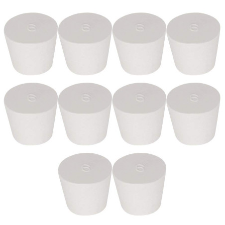 Labasics 10PK 6# Bouchons en caoutchouc solide - Taille:26mm Bouteille, 32mm Haut, 28mm Longueur - Bouchons en caoutchouc blancs