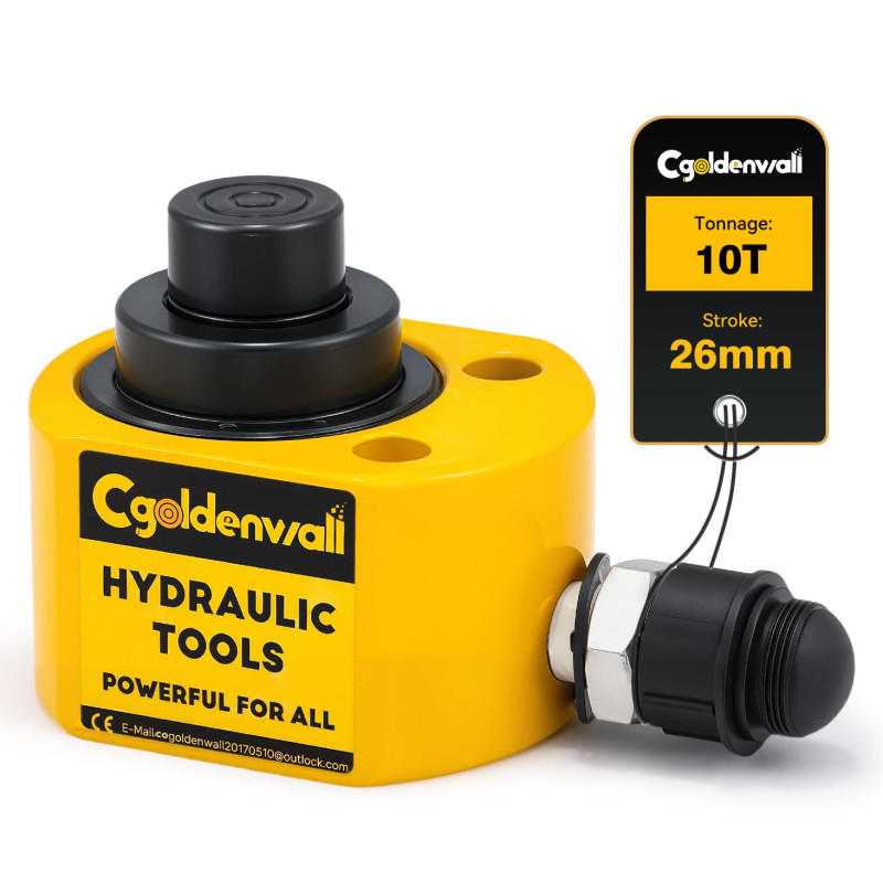 CGOLDENWALL 10T Vérin Hydraulique, Course 26mm, Auto-Hauteur 51mm, Surface Effective 11.3cm², Industriel pour La Construction Mé CGOLDENWALL 10T Vérin Hydraulique, Course 26mm, Auto-Hauteur 51mm, Surface Effective 11.3cm², Industriel pour La Construction Mé