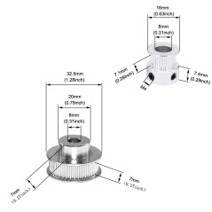 Zeberoxyz 2 pièces ensemble GT2 roue synchrone 20&48 dents 8mm alésage poulie de distribution en aluminium avec 2 pièces longueu