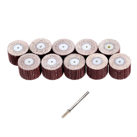 10Pc 240# Grit Dia 20mm Sanding Sandpaper Flap Polishing Grinding Wheel avec 3mm Mandrel Set pour Power Rotary Tools