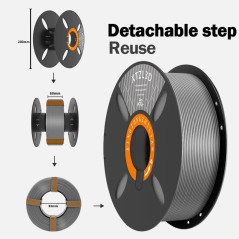 PETG+ Filament 1.75mm, Imprimante 3D Filament PETG+, Précision Dimensionnelle +/- 0.02mm, 1KG Bobine (2.2 LBS) Filament d'impres