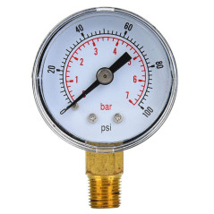 Manomètre mécanique, Manomètre 1/8 de pouce BSPT pour air-huile et eau(0-100psi,0-7bar)