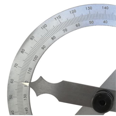 WRS Rapporteur de précision avec échelle chromée mate anti-éblouissement avec vis de verrouillage en métal 0-180° 200 x 300 mm