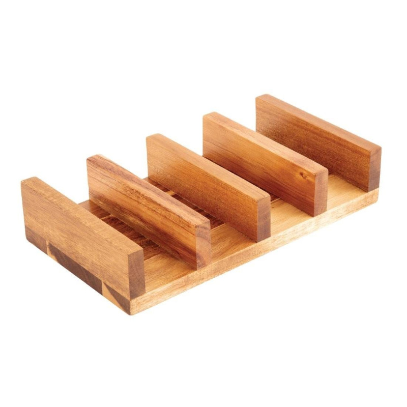 Olympia Support à Tacos en Bois d'Acacia, Bois d'Acacia, Dimensions: 55(H) x 275(L) x 150(P)mm, Contient jusqu'à 4 Tacos, Suppor Olympia Support à Tacos en Bois d'Acacia, Bois d'Acacia, Dimensions: 55(H) x 275(L) x 150(P)mm, Contient jusqu'à 4 Tacos, Suppor