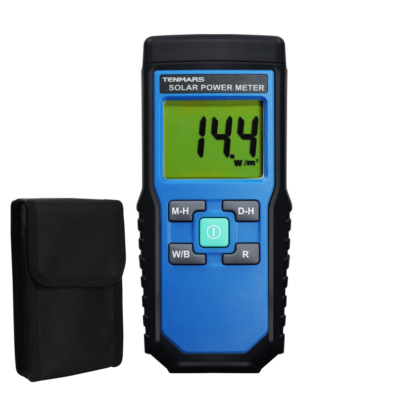 Main Tenue Numérique Solaire Puissance Mètre (Pyranomètre) 2000 W/m2, 634BTU / (ft2xh) Mesure Solaire Radiation Énergie Insolati