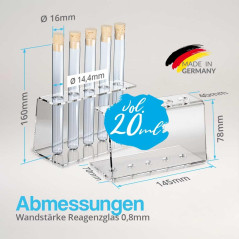 Porte-épice en Acrylique avec des Tubes à essai, Bouchons de liège Inclus, Idéal pour la Cuisine ou la décoration (Ø 16.5mm - 5 