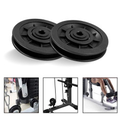 jiuzcare 90 mm Roulement Poulie Plastique, Roue de Poulie à Roulement Universel Poulie Musculation Poulie en Noir Plastique Univ
