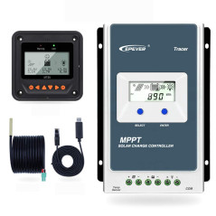 Qaurora Contrôleur de Charge Solaire MPPT Tracer A Series 10A/20A/30A/40A avec 12V/24V DC Identification Automatique de la Tensi