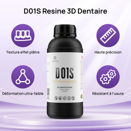 RESIONE D01S Résine de Modèle Dentaire - Resine Imprimante 3D avec Haute Précision pour Restauration Dentaire & Implant & Modèle