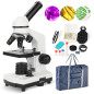 Microscope Enfants et débutants, grossissement 100X-1000X, kit de Diapositives préparées, de Laboratoire à Double éclairage LED Microscope Enfants et débutants, grossissement 100X-1000X, kit de Diapositives préparées, de Laboratoire à Double éclairage LED