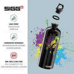 Sigg - Gourde Aluminium - Traveller Batman Splash (The Batman) - Certifiée Neutre En CO2 - Convient Aux Boissons Gazeuses - Étan