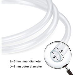 6 mm (diamètre intérieur) x 8 mm (diamètre extérieur) - Tuyau en PVC transparent de 10 m, tube en vinyle, tuyau flexible en plas