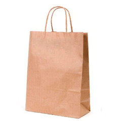 Thepaperbagstore 20 Sacs en Papier À Côtes Marron de première qualité avec poignées - 180x220x80mm