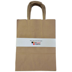 Thepaperbagstore 20 Sacs en Papier À Côtes Marron de première qualité avec poignées - 180x220x80mm
