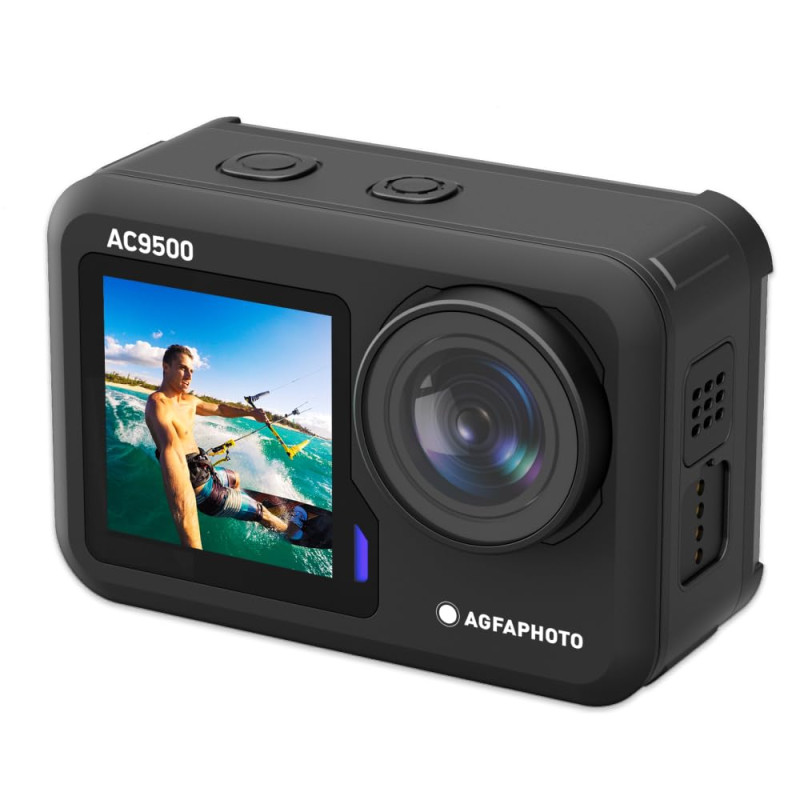 AgfaPhoto AC9500 Caméra Sportive Waterproof - Vidéos 4K à 30FPS, Photos 16Mpixels, Double Écran, Grand Angle 170°, Stabilisation