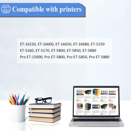 SHUOLEI 113 Encre Compatible avec Epson 113 Bouteille d'encre Multipack pour ET-5150 ET-5170 ET-5850 ET-5800 ET-16600 ET-16150 E