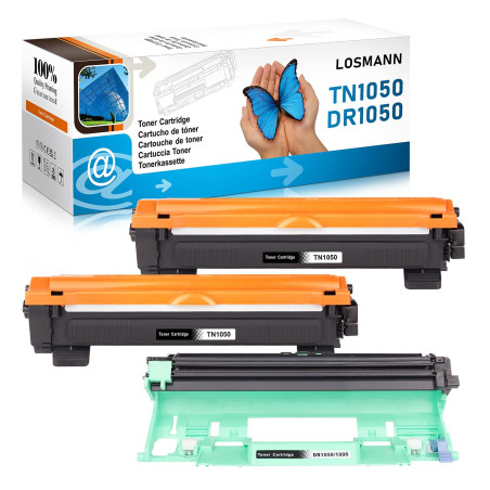 LOSMANN Toner Tambour Compatible pour Brother TN1050 DR1050 pour Brother DCP-1510 1510E 1512 1512A 1512E 1601 1610W 1612 1612W 1