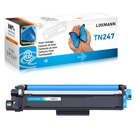 LOSMANN 1x Cyan Toner Compatible pour Brother TN-247 TN-243 pour Brother MFC-L3770CDW MFC-L3750CDW HL-L3230CDW HL-L3210CW MFC-L3