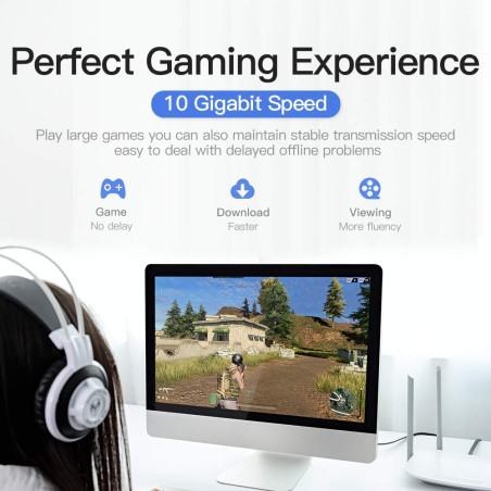 Vention Cable Ethernet CAT 7, 1 m Câble Réseau RJ45 Plat 10Gbps 600Mhz High Speed STP Gigabit Lan Compatible avec Xbox series X/