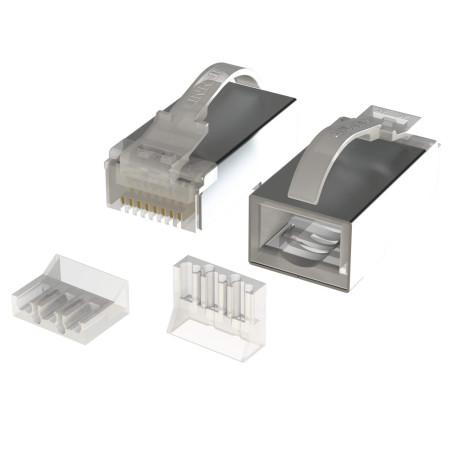 LINKUP - Snagless RJ45 Cat6 STP Connectors | Ethernet Cat 6 8P8C Plugs | STP Gigabit Round Cable Connector | Platinum 50 Mi Gold