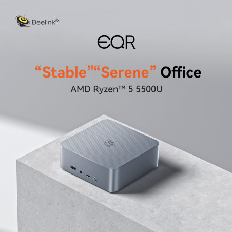 Beelink EQR5 Mini PC, AMD Ryzen 5 5500U (6C/12T) jusqu'à 4,0 GHz, Mini Ordinateur 16 Go DDR4 RAM 500 Go NVME SSD, 4K Dual Displa