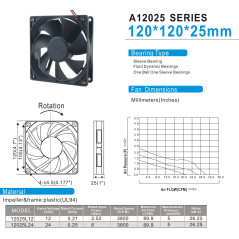 Copapa Ventilateur de refroidissement CC sans balais pour ordinateur 12025 120 mm x 120 mm x 25 mm (DC12 V)