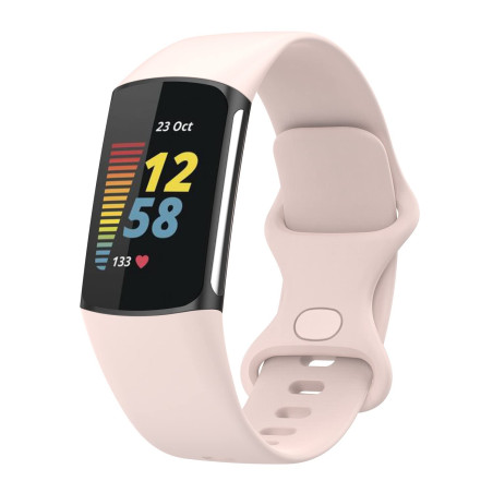 Wownadu Bracelets Compatible pour Fitbit Charge 5 / Charge 6 Bracelet de Rechange Band Rose pour Femme Homme Silicone Sport Stra