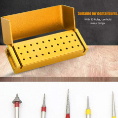 Bloc de Fraise Dentaire, Support De Désinfection En Aluminium, Boîte de désinfection en aluminium à 30 trous support de bloc de 