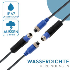 VSG24 29122 – Câble de rallonge pour systèmes de recul, camion, van, camping-car, câble à 4 broches, étanche à l'eau selon IP67,