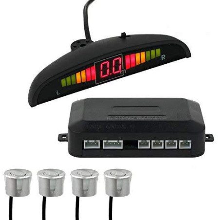 AUTOUTLET Radar de Recul Voiture Auto Capteur de Recul Voiture, Système Parcage avec Buzzer Alarme et 4 Capteurs Affichage LED,
