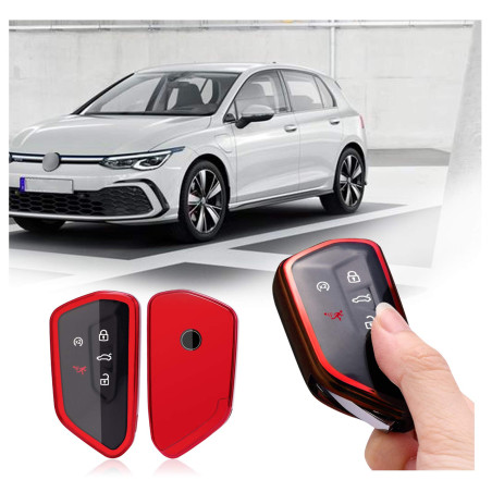 SKTU Coque de clé de Voiture en TPU pour Golf 8 S Eat Leon MK 4 Tarraco Ateca S Koda Octavia 2020+, Rouge