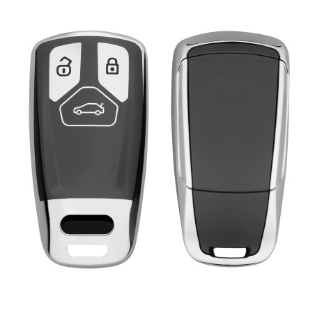 kwmobile Boitier Clef Voiture Compatible avec Audi Smartkey (Keyless Go Uniquement) 3-Bouton - Coque en Silicone de Clef de Voit